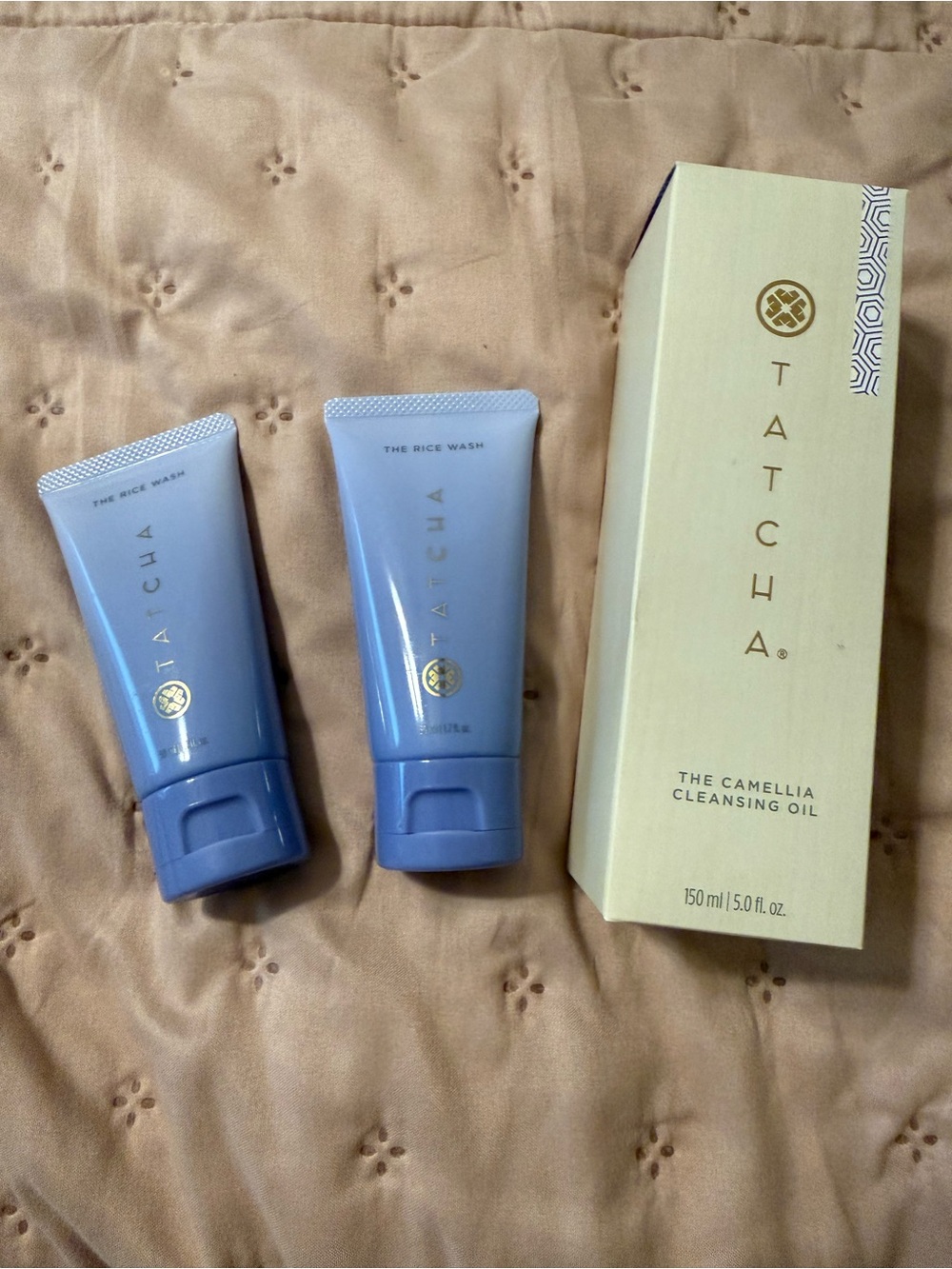 Bundle, 1 Tatcha the camellia cleansing oil and 2 the rice wash